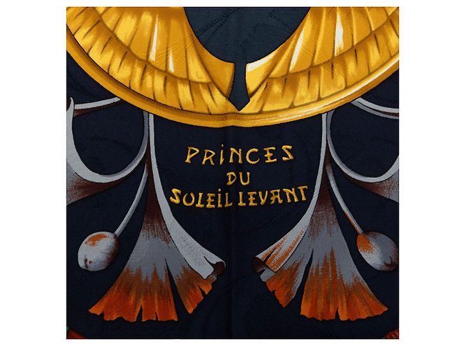 Foulard di seta Hermès Daimyo Princes Du Soleil Levant Blu 90 - vista 6