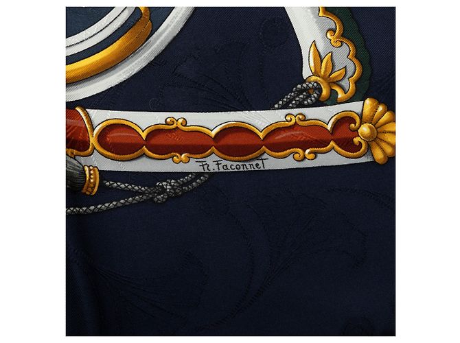 Foulard di seta Hermès Daimyo Princes Du Soleil Levant Blu 90 - vista 7