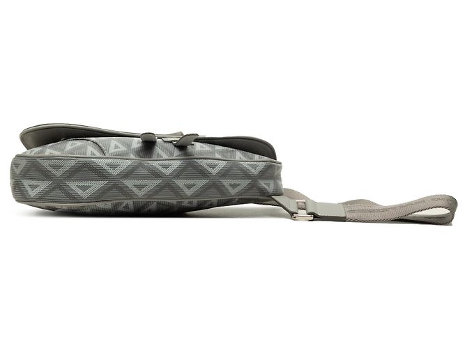 Autre Marque Dior CD Diamond Saddle Bag aus Canvas und Kalbsleder Grau - Ansicht 3