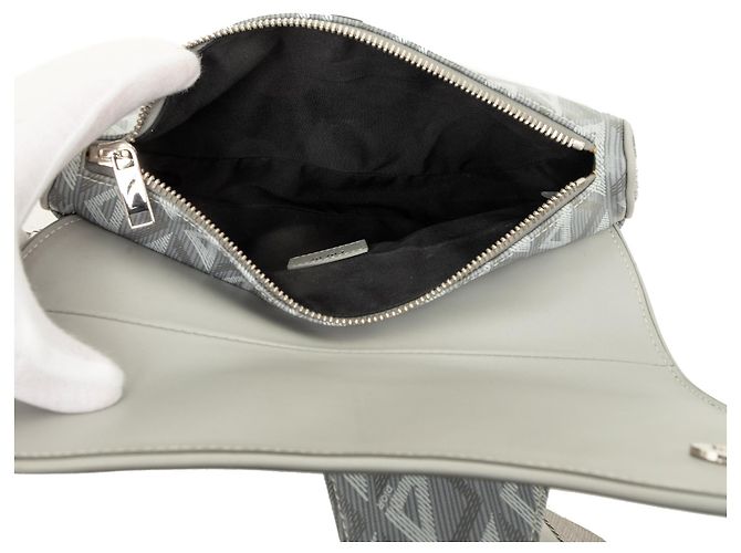 Autre Marque Dior CD Diamond Saddle Bag aus Canvas und Kalbsleder Grau - Ansicht 4