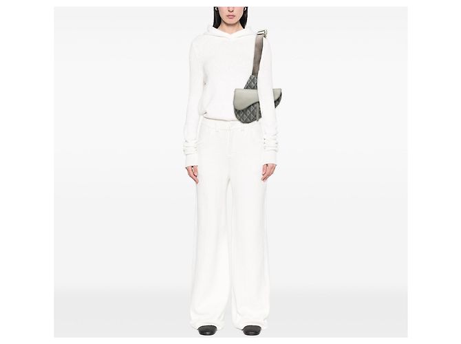 Autre Marque Dior CD Diamond Saddle Bag aus Canvas und Kalbsleder Grau - Ansicht 6