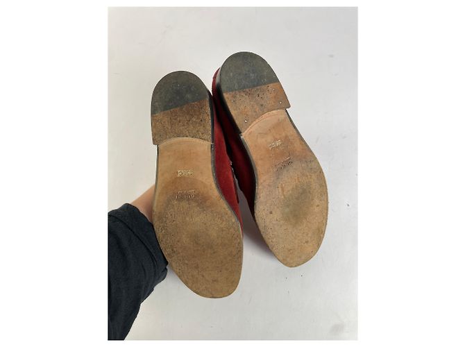 Mocassini Gucci Horsebit Vintage in camoscio rosso fine anni '90 EU35.5 - vista 10
