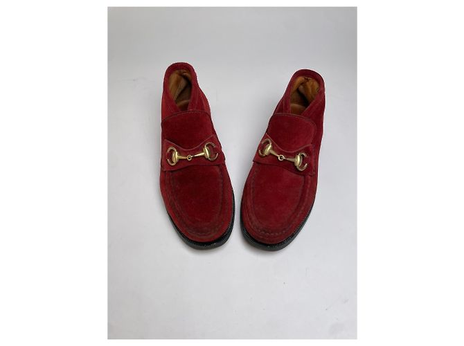 Mocassini Gucci Horsebit Vintage in camoscio rosso fine anni '90 EU35.5 - vista 2