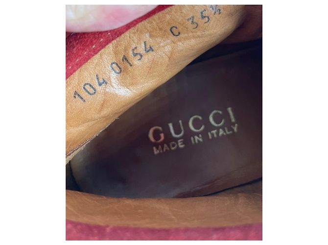 Mocassini Gucci Horsebit Vintage in camoscio rosso fine anni '90 EU35.5 - vista 3