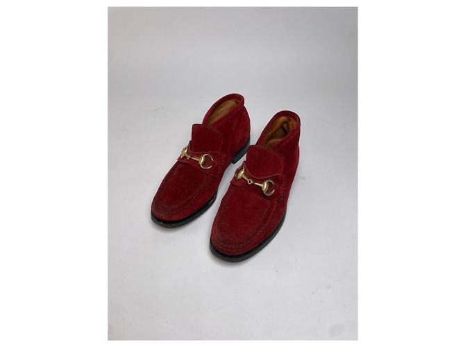 Mocassini Gucci Horsebit Vintage in camoscio rosso fine anni '90 EU35.5 - vista 4
