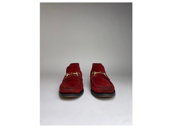 Mocassini Gucci Horsebit Vintage in camoscio rosso fine anni '90 EU35.5 - vista 5