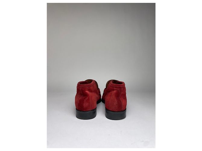 Mocassini Gucci Horsebit Vintage in camoscio rosso fine anni '90 EU35.5 - vista 6