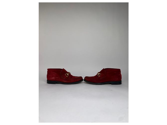 Mocassini Gucci Horsebit Vintage in camoscio rosso fine anni '90 EU35.5 - vista 7