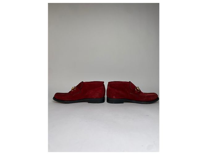 Mocassini Gucci Horsebit Vintage in camoscio rosso fine anni '90 EU35.5 - vista 8