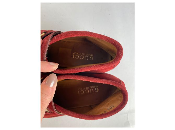 Mocassini Gucci Horsebit Vintage in camoscio rosso fine anni '90 EU35.5 - vista 9
