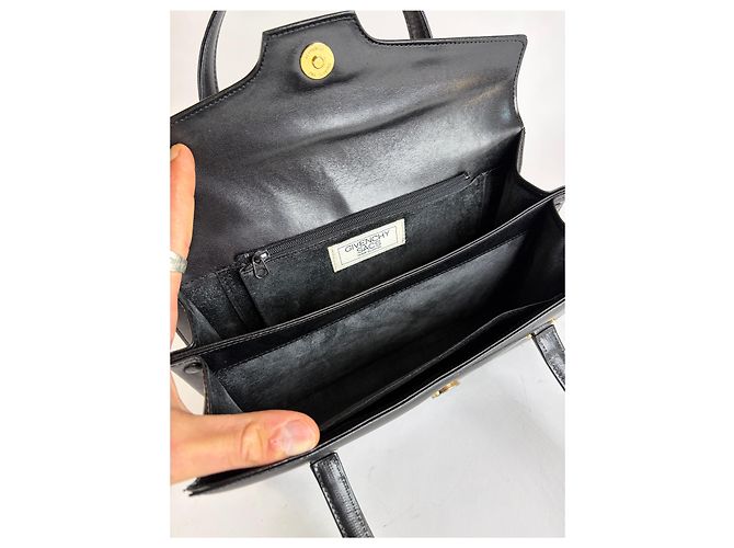 Vintage Givenchy Logo Tasche 4G Leder Top-Handle Hergestellt in Japan Schwarz - Ansicht 3