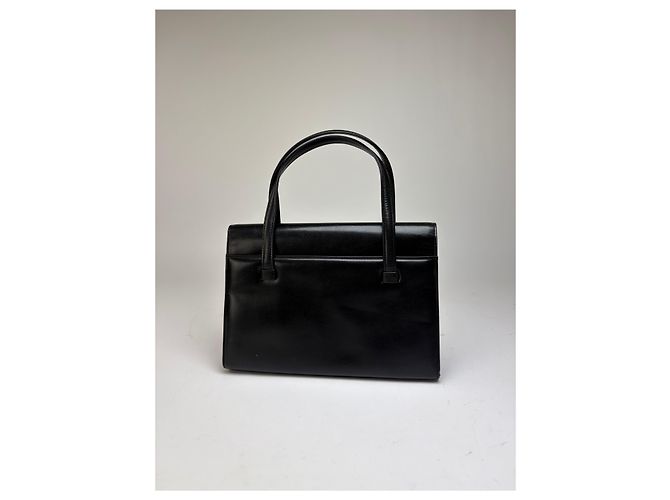 Vintage Givenchy Logo Tasche 4G Leder Top-Handle Hergestellt in Japan Schwarz - Ansicht 7