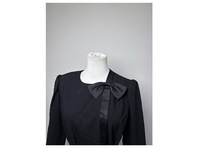 Abito Vintage Givenchy in lana con fiocco c. fine anni '80 Nero M - vista 11