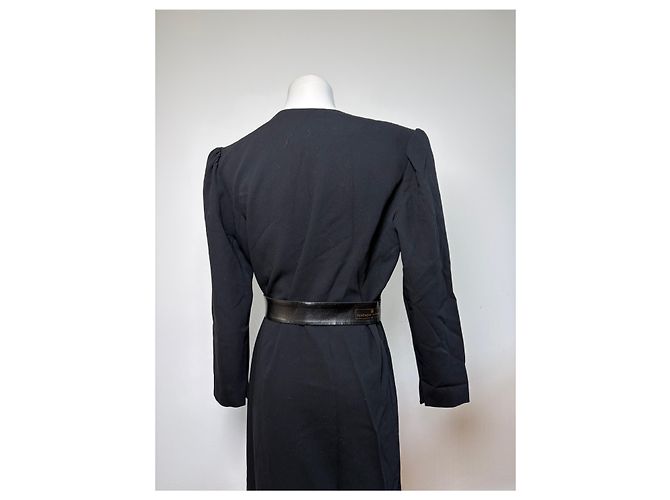 Abito Vintage Givenchy in lana con fiocco c. fine anni '80 Nero M - vista 12