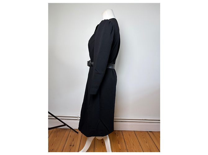 Abito Vintage Givenchy in lana con fiocco c. fine anni '80 Nero M - vista 2
