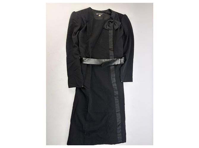 Abito Vintage Givenchy in lana con fiocco c. fine anni '80 Nero M - vista 4