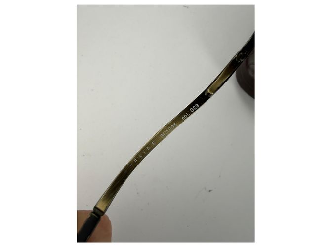 Céline Occhiali da sole Vintage Celine Triomphe Metal Fine anni 1990 Black Gold D'oro - vista 8