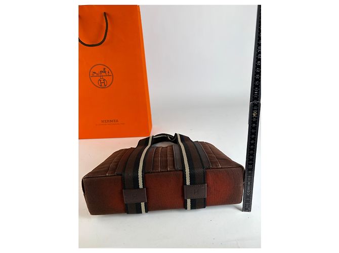 Tote Vintage Hermès Troca Canvas Fine anni '90 Brown / 1, 2, 3, 6 Marrone - vista 11