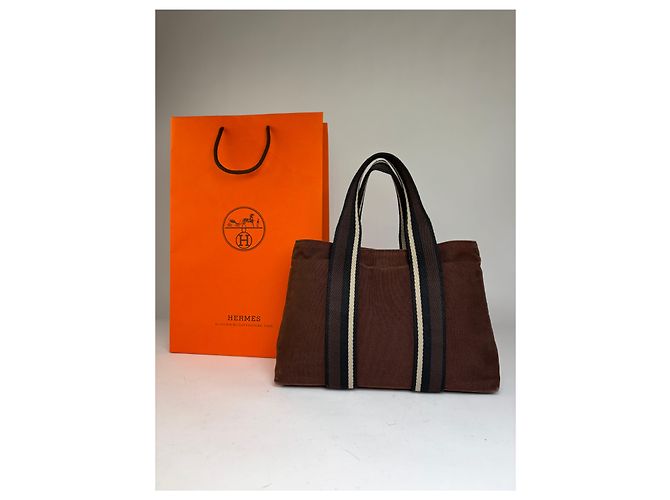 Tote Vintage Hermès Troca Canvas Fine anni '90 Brown / 1, 2, 3, 6 Marrone - vista 2