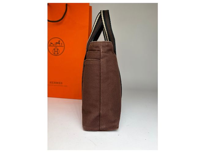 Tote Vintage Hermès Troca Canvas Fine anni '90 Brown / 1, 2, 3, 6 Marrone - vista 5