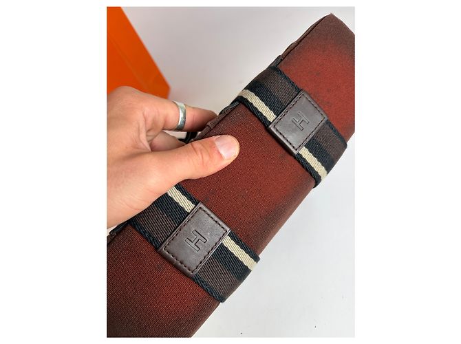Tote Vintage Hermès Troca Canvas Fine anni '90 Brown / 1, 2, 3, 6 Marrone - vista 6