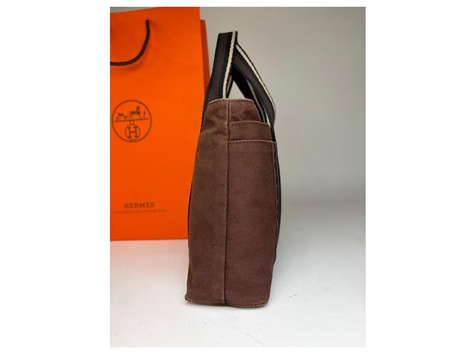 Tote Vintage Hermès Troca Canvas Fine anni '90 Brown / 1, 2, 3, 6 Marrone - vista 8