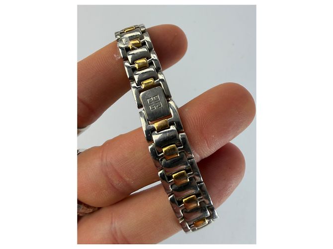 Vintage Givenchy 4G Logo Quarz-Armbanduhr ca. Ende der 1980er Silver Gold Schwarz - Ansicht 3