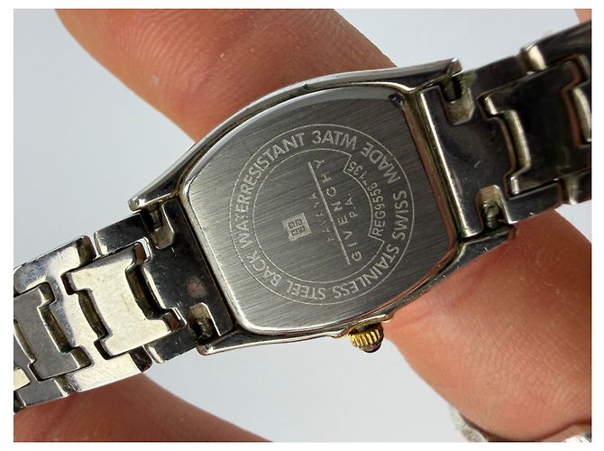 Vintage Givenchy 4G Logo Quarz-Armbanduhr ca. Ende der 1980er Silver Gold Schwarz - Ansicht 8