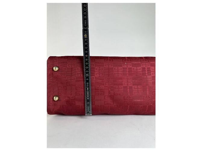 Vintage Givenchy 4G Monogram Jacquard Structured Bag Late 1990s Red Beige - view 10