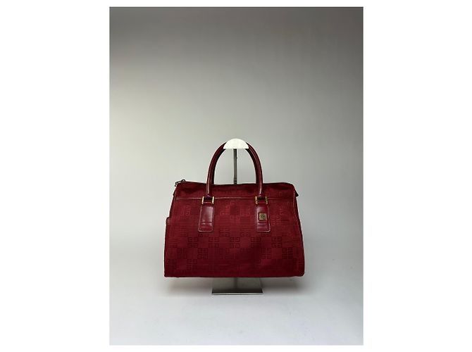 Vintage Givenchy 4G Monogram Jacquard Structured Bag Late 1990s Red Beige - view 12