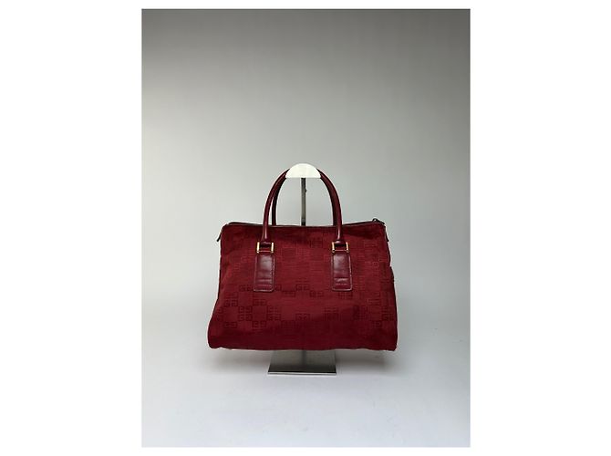 Vintage Givenchy 4G Monogram Jacquard Structured Bag Late 1990s Red Beige - view 13