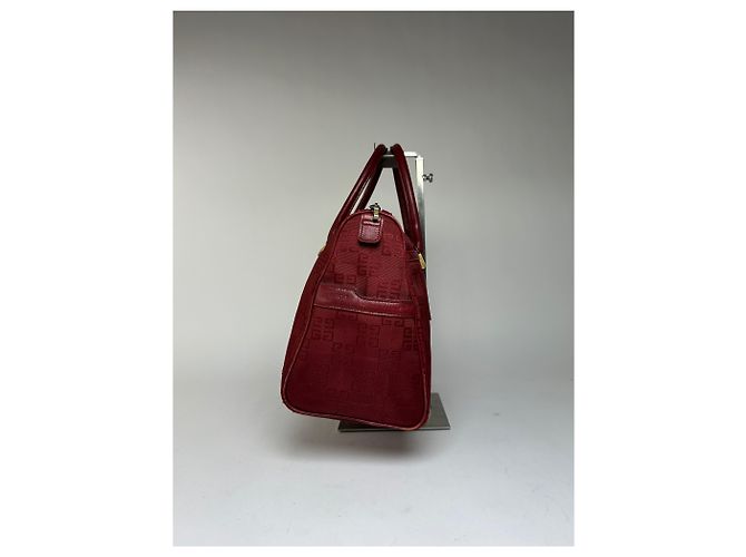 Vintage Givenchy 4G Monogram Jacquard Structured Bag Late 1990s Red Beige - view 3