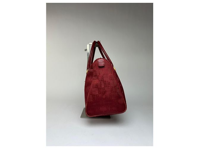 Vintage Givenchy 4G Monogram Jacquard Structured Bag Late 1990s Red Beige - view 5