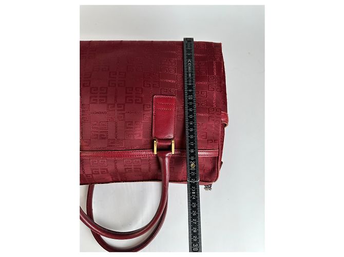Vintage Givenchy 4G Monogram Jacquard Structured Bag Late 1990s Red Beige - view 7