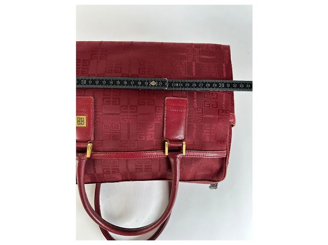 Vintage Givenchy 4G Monogram Jacquard Structured Bag Late 1990s Red Beige - view 8