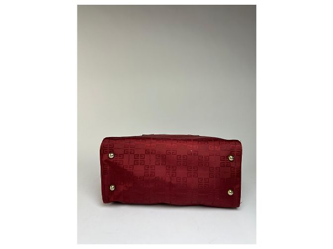 Vintage Givenchy 4G Monogram Jacquard Structured Bag Late 1990s Red Beige - view 9
