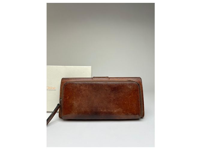 Vintage Chloé Bifold Leather Wallet Early 2000s Brown Beige - view 10