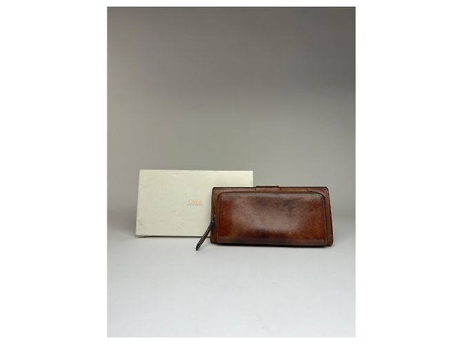 Vintage Chloé Bifold Leather Wallet Early 2000s Brown Beige - view 2