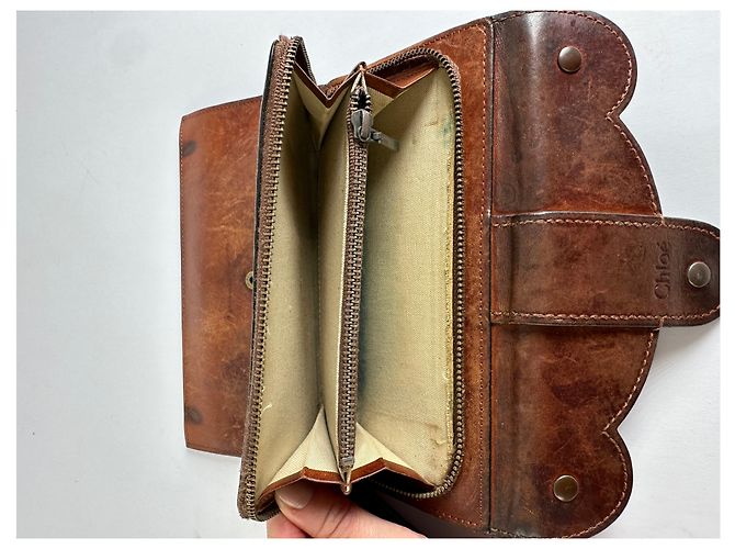 Vintage Chloé Bifold Leather Wallet Early 2000s Brown Beige - view 5