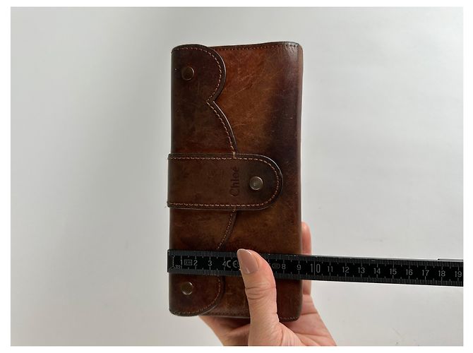Vintage Chloé Bifold Leather Wallet Early 2000s Brown Beige - view 8