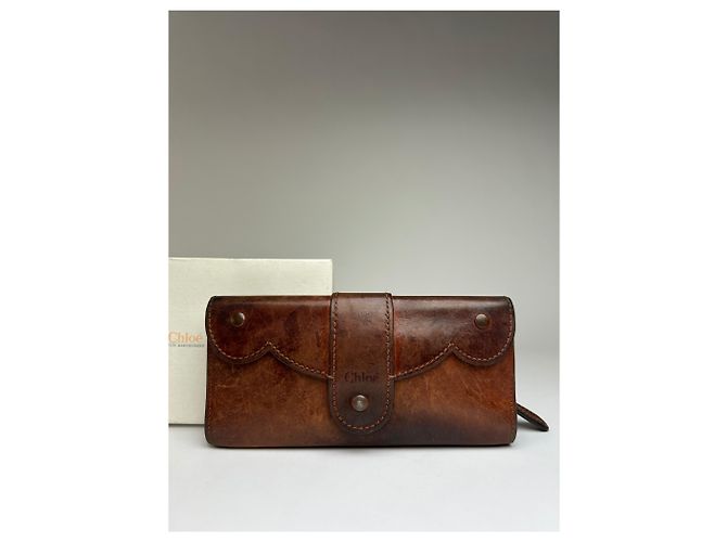 Vintage Chloé Bifold Leather Wallet Early 2000s Brown Beige - view 9