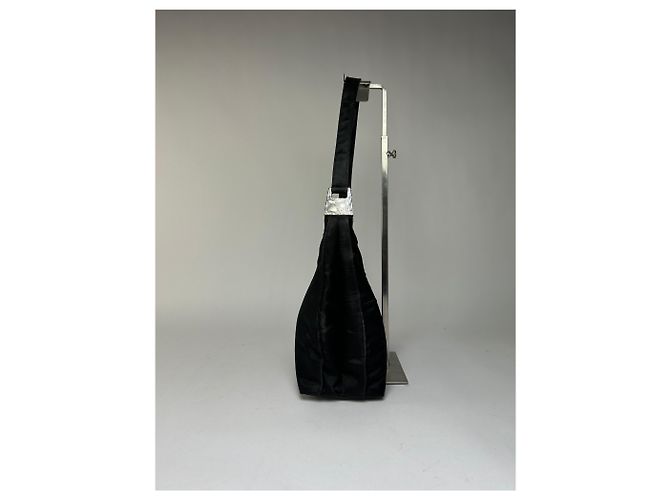 Vintage Gucci Nylon Hobo Bag Schwarz Silber - Ansicht 4