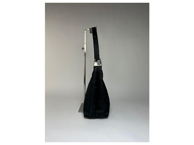 Vintage Gucci Nylon Hobo Bag Schwarz Silber - Ansicht 6