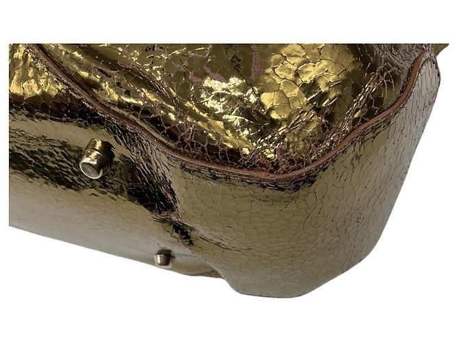 Borsa a tracolla Anya Hindmarch in pelle craquelé metallizzata oro D'oro - vista 10
