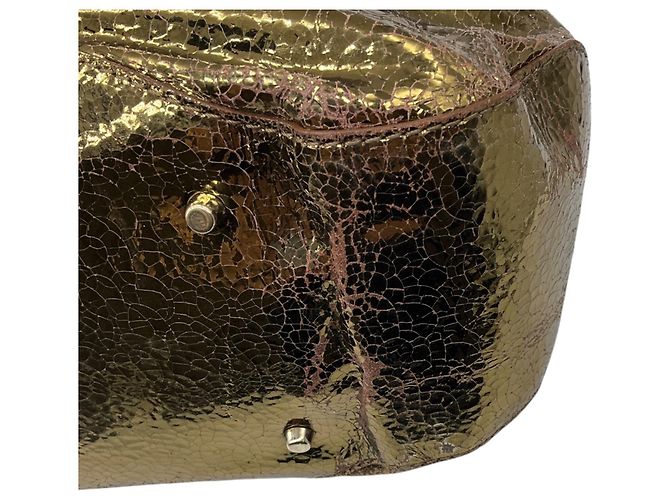 Borsa a tracolla Anya Hindmarch in pelle craquelé metallizzata oro D'oro - vista 12