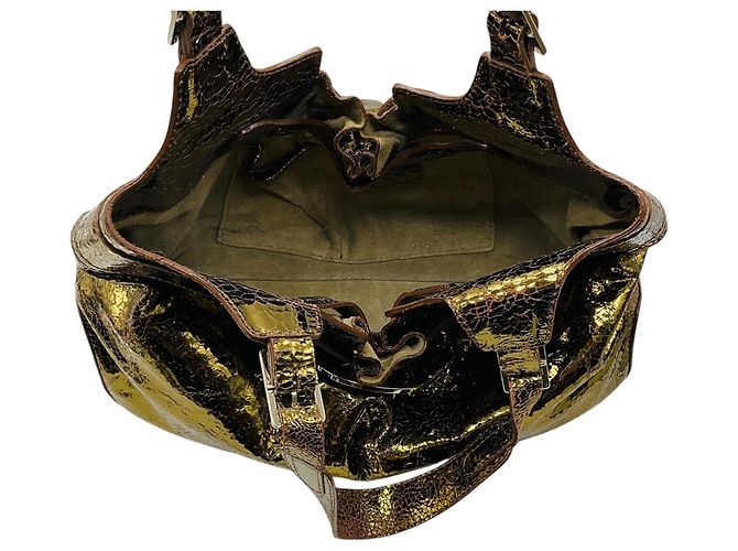 Borsa a tracolla Anya Hindmarch in pelle craquelé metallizzata oro D'oro - vista 6