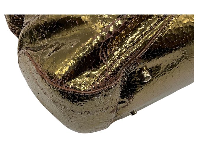 Borsa a tracolla Anya Hindmarch in pelle craquelé metallizzata oro D'oro - vista 9