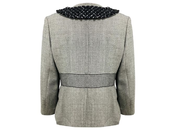 Malo Grey Wool Tweed Jacket with Sequined Collar - view 3