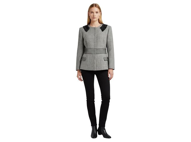 Malo Grey Wool Tweed Jacket with Sequined Collar - view 5