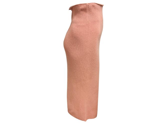 Stella Mc Cartney Falda midi de punto acanalado de lana Blush Pink Stella McCartney - vista 2